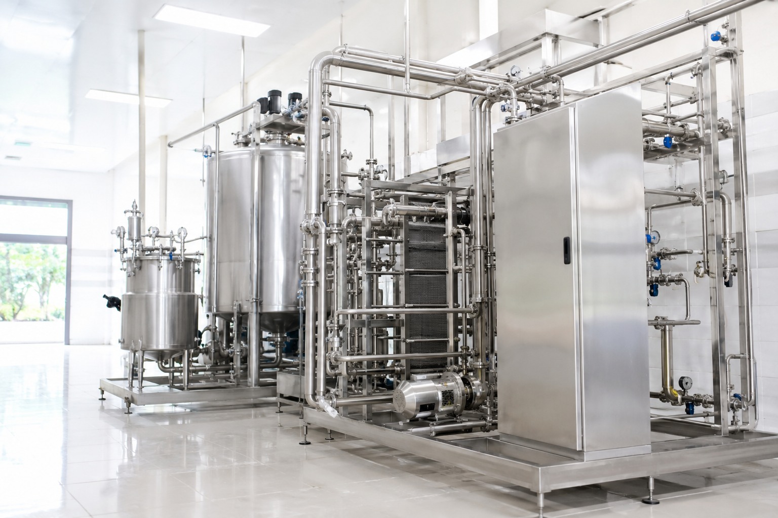Milk pasteurizer  -  food-grade stainless dairy processing line